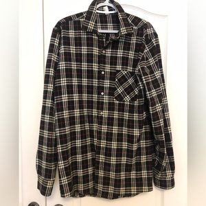 Navy  and white checked cotton flannel new mens’ shirt, medium